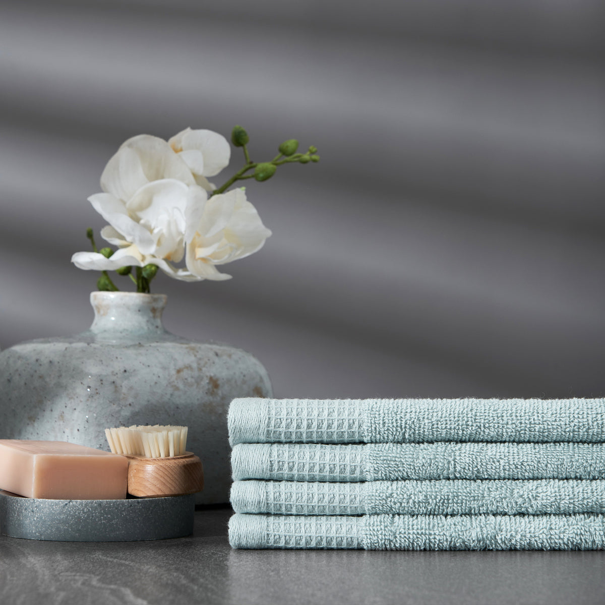 4pc Sheraton Luxury Maison Greenwich Hand Towels 40cm x 60cm Cotton Cloud Blue