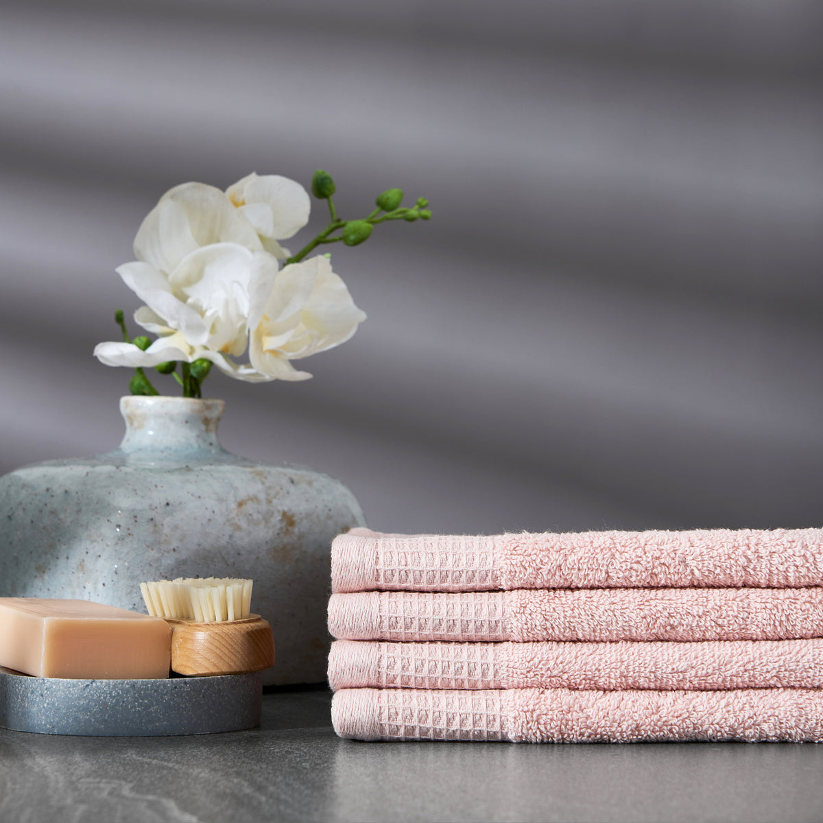 4pc Sheraton Luxury Maison Greenwich Hand Towels 40cm x 60cm Cotton Peach