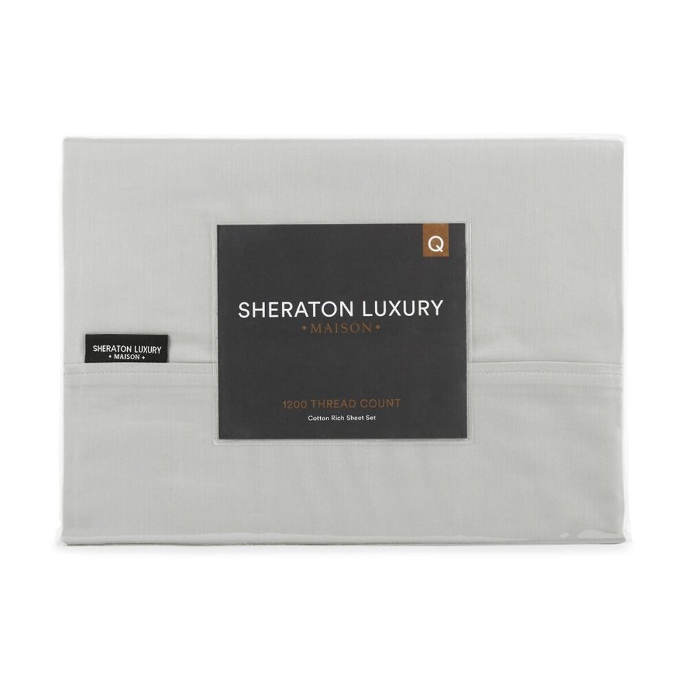 Sheraton Luxury 1200TC Cotton Rich Sateen King Sheet Set Silver