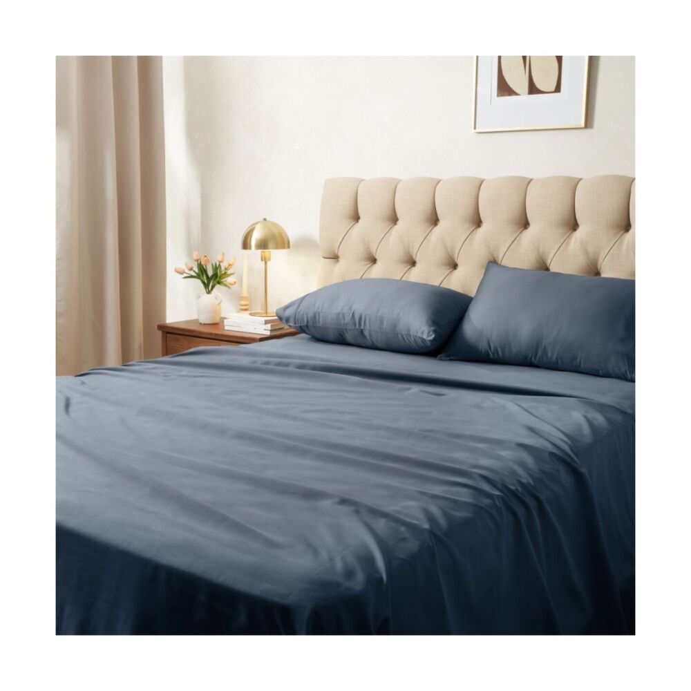 Sheraton Luxury 1200TC Cotton Rich Sateen Queen Sheet Set Navy