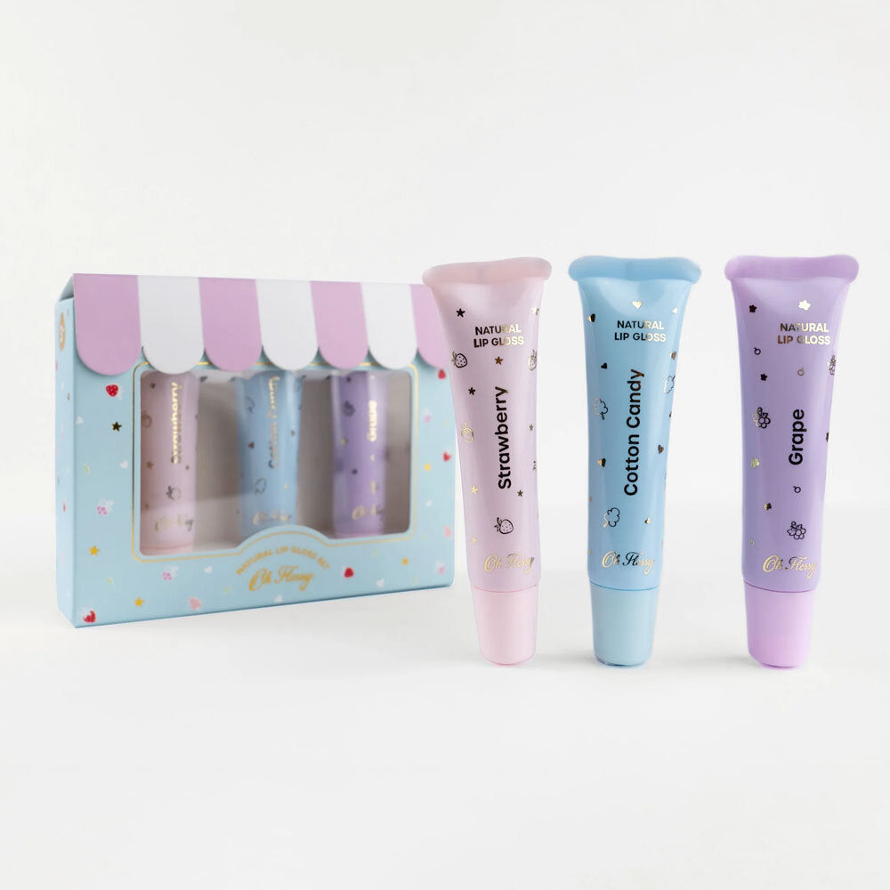 3pc Oh Flossy Natural Glassy Lip Gloss/Glaze Set 3y+