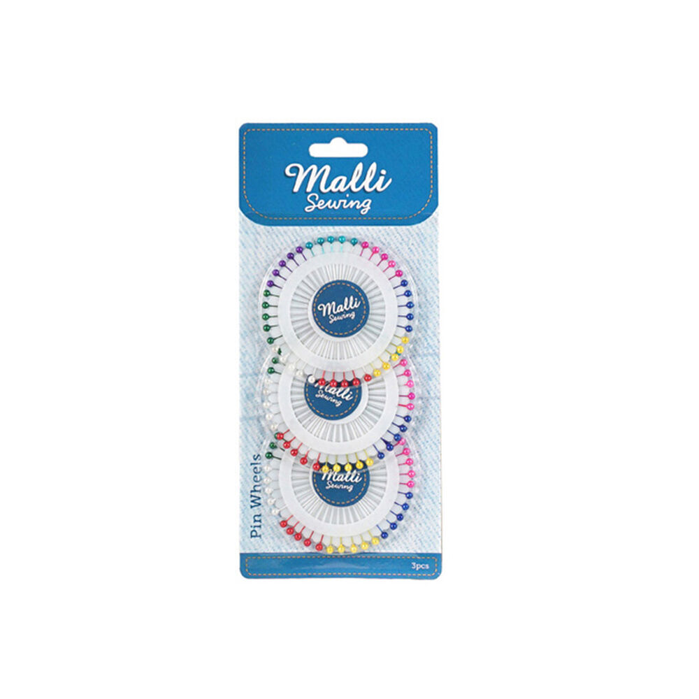 12x 12pc Malli Sewing Dressmaker Steel Round Sewing Pin Wheel Set - Assorted