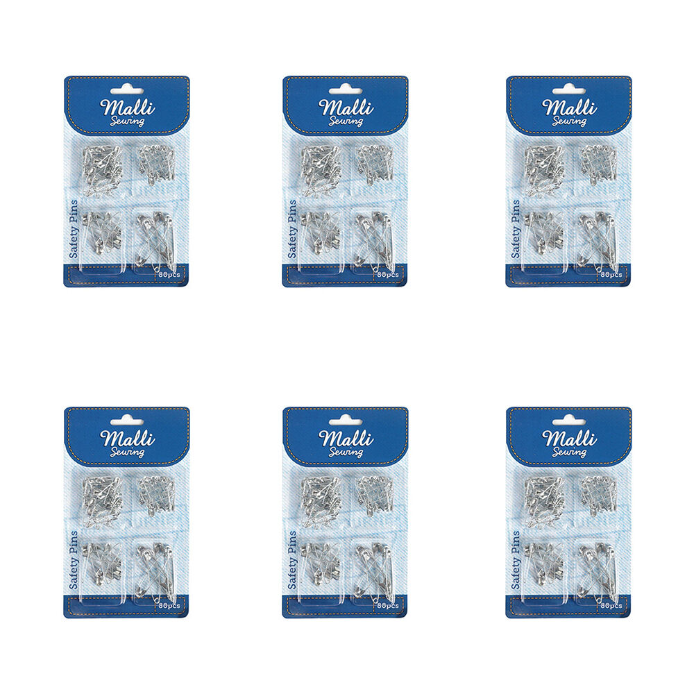 6PK Malli Sewing Assorted Multi-Size Metal Safety Pin Set
