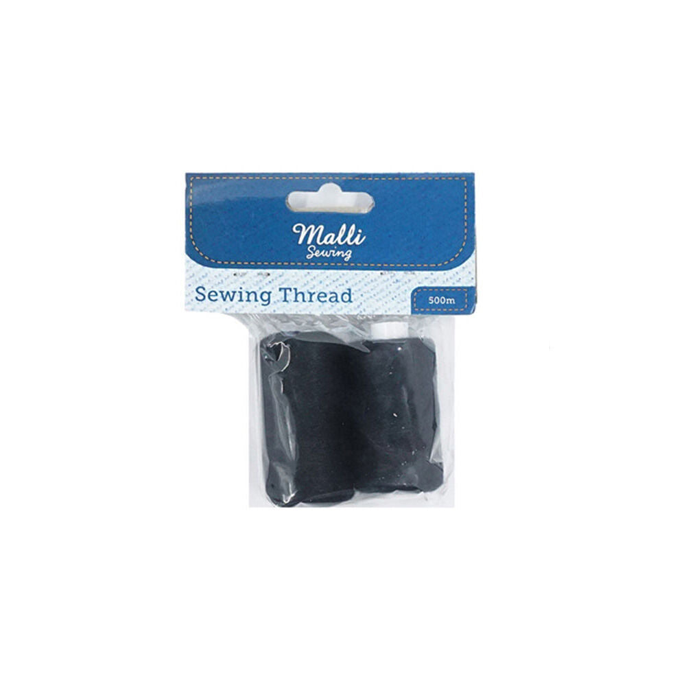 12PK Malli Sewing Thread Spool Hand Sewing Thread 500M - Black