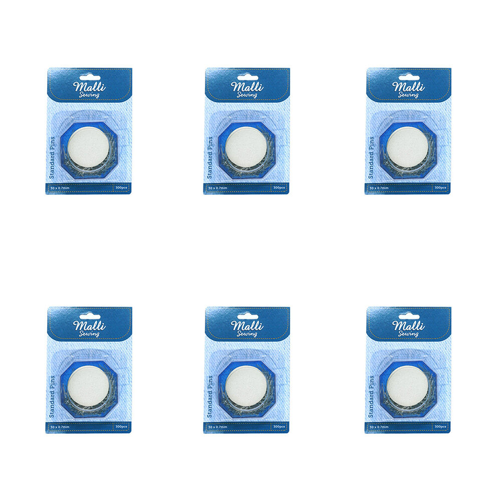 6x 300pc Malli Standard Pins w/ Storage Container 30x0.7mm - Silver