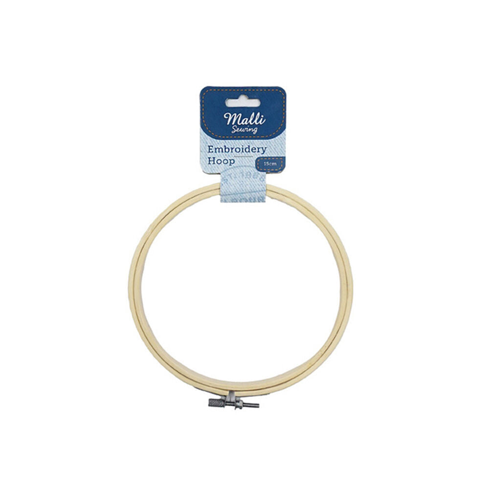 12PK Malli Sewing Round Wooden Embroidery Hoop 15cm - Brown