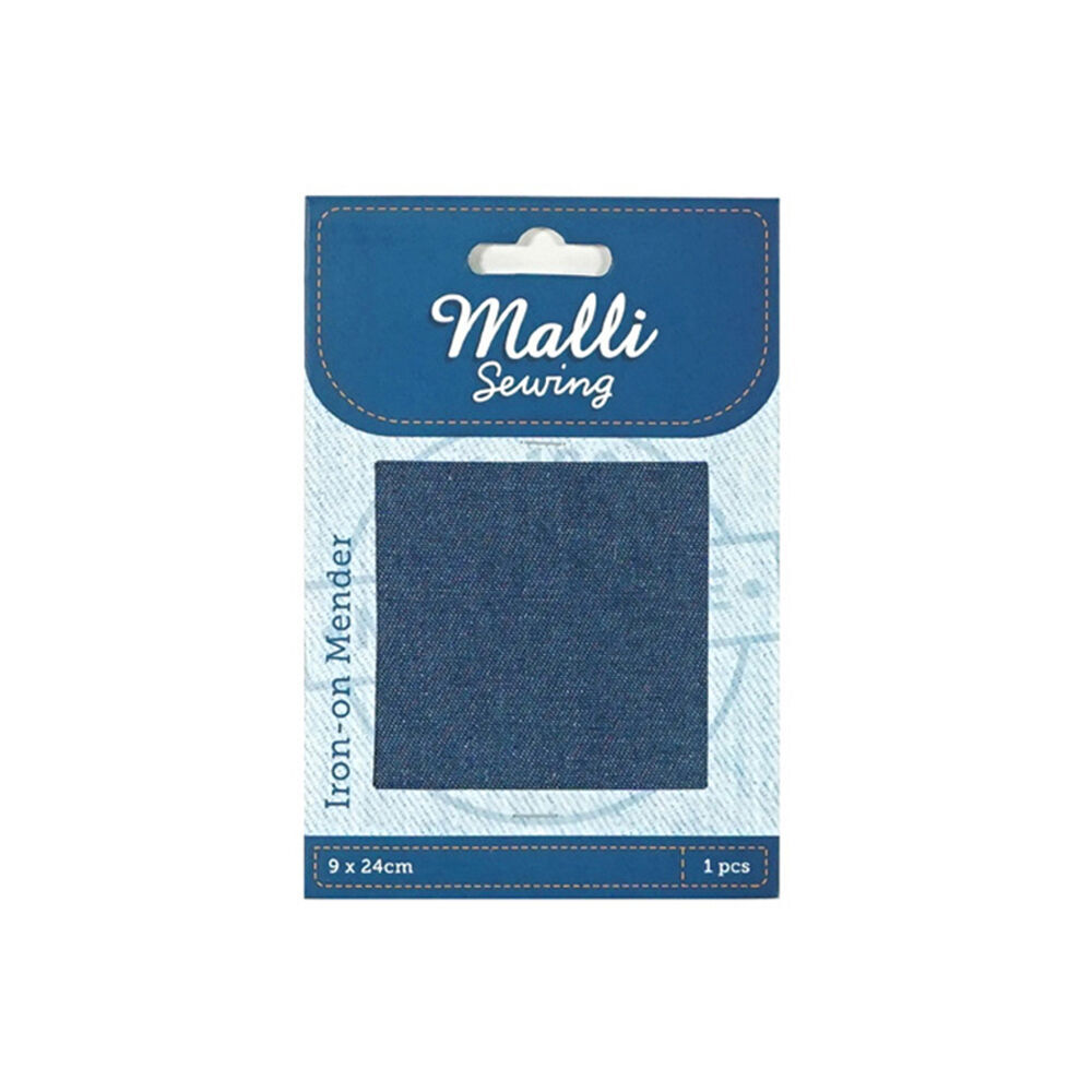 12PK Malli Sewing Polycotton Iron-On Mender 1224x9cm - Blue