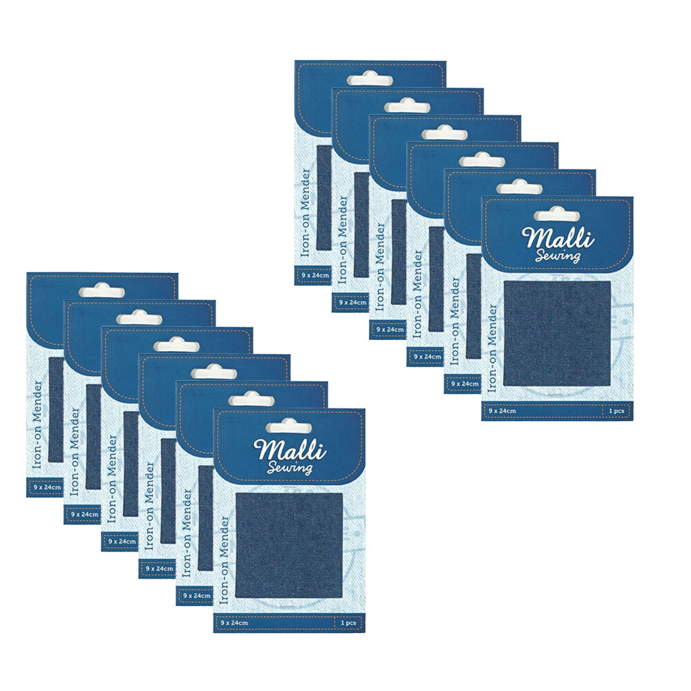 12PK Malli Sewing Polycotton Iron-On Mender 1224x9cm - Blue