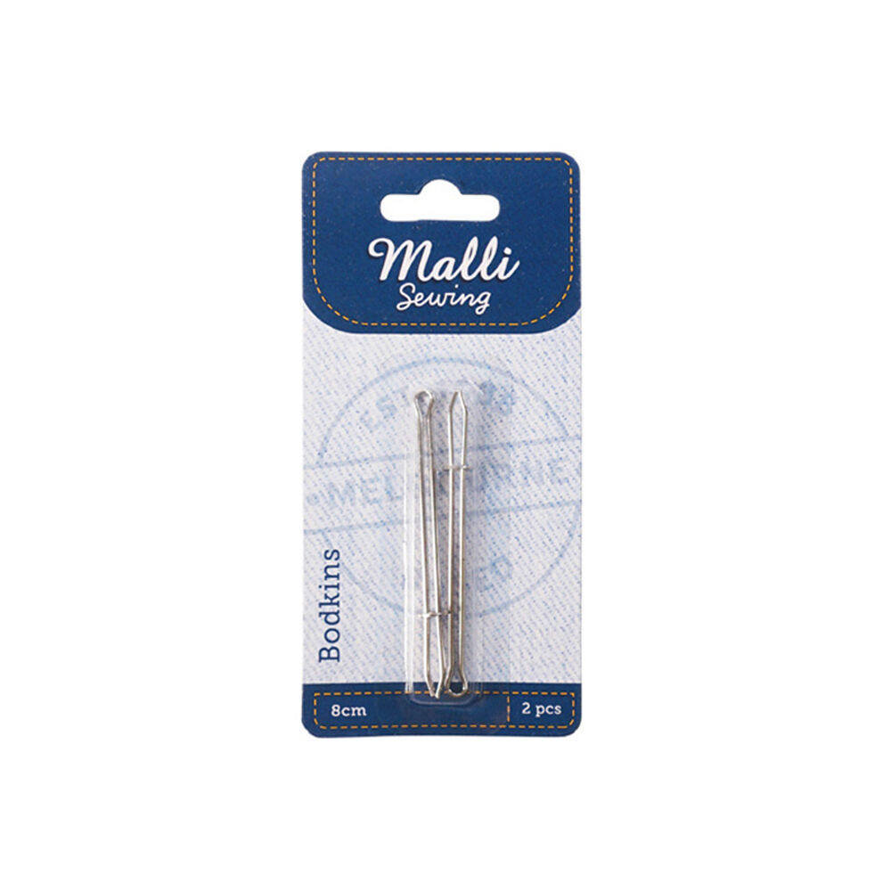 12x 2pc Malli Sewing Metal Fabric Threading Bodkins 8cm - Silver
