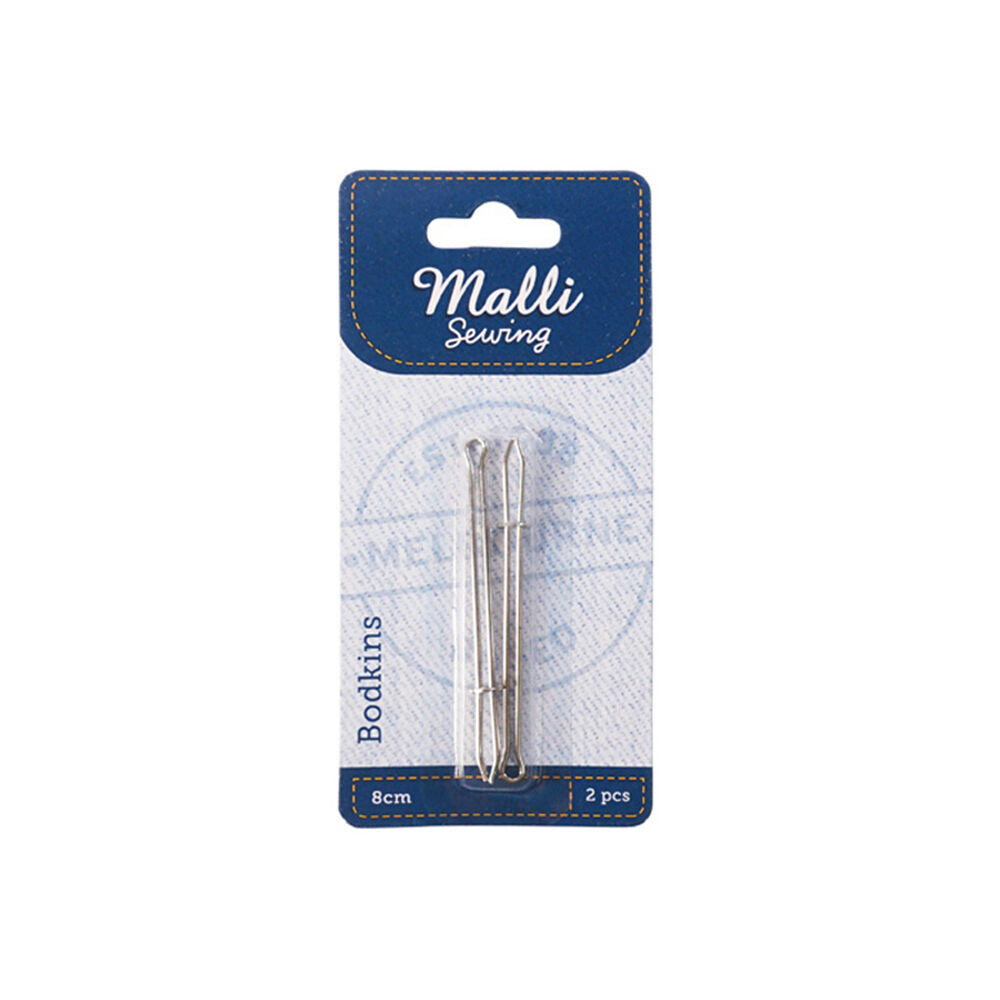 6x 2pc Malli Sewing Metal Fabric Threading Bodkins 8cm - Silver