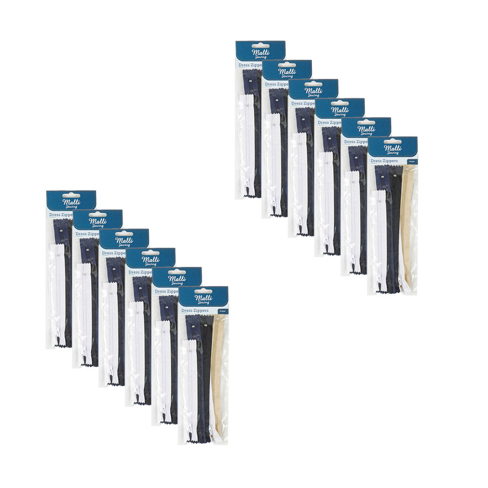 12PK Malli Sewing Nylon Dress/Skirt Close-End Zippers - Assorted