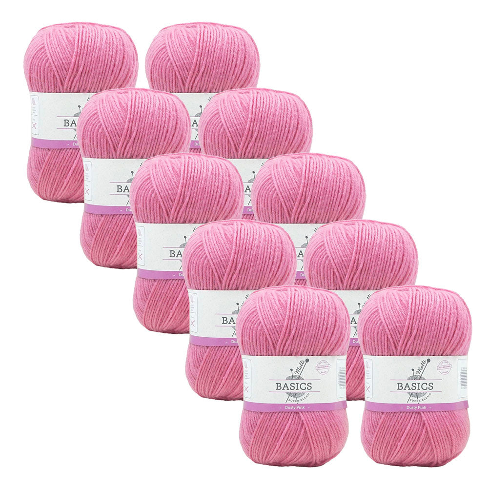 10x Malli Blend Basic 100g Acrylic/Poly Yarn Knitting/Crochet Dusty Pink