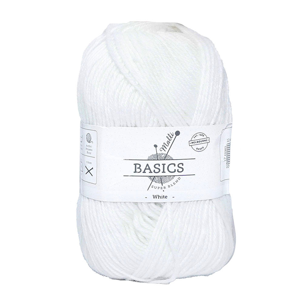 10x Malli Blend Basic 100g Acrylic/Poly Yarn Craft Knitting/Crochet White
