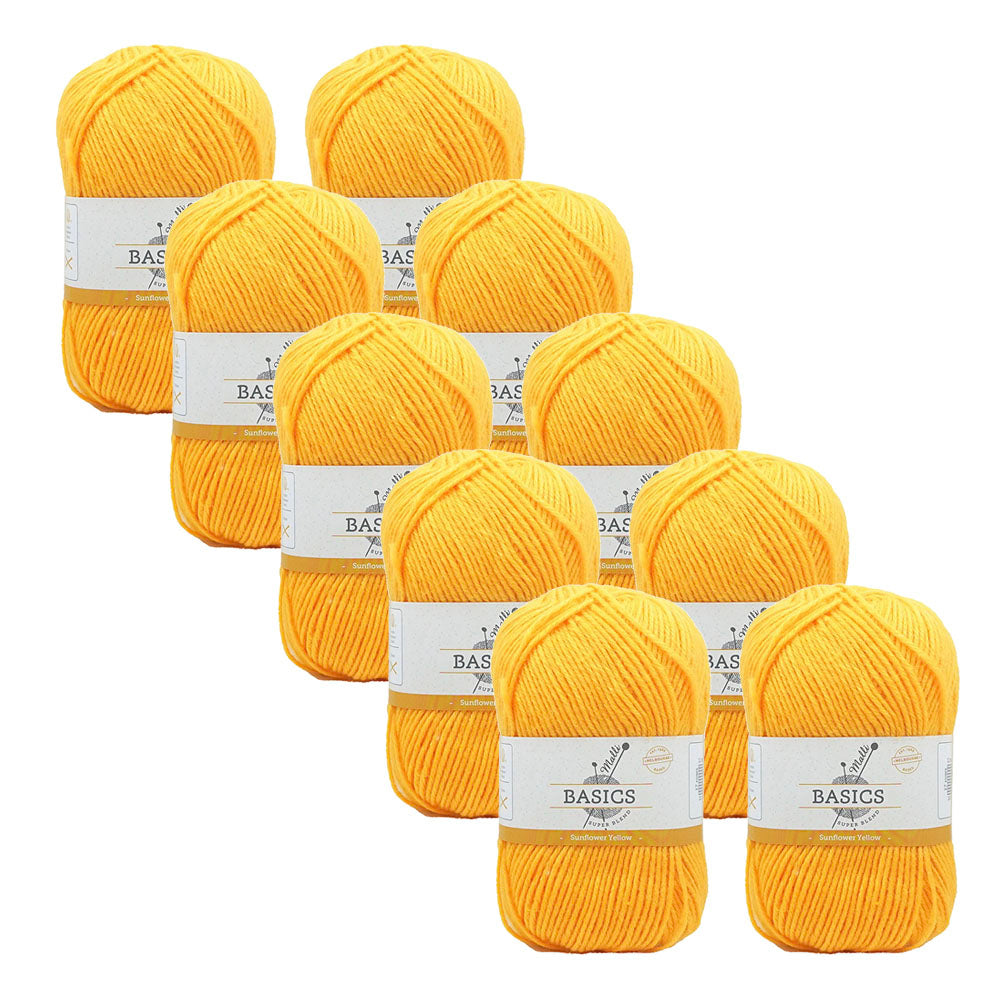 10x Malli Blend Basic 100g Acrylic/Poly Yarn Knitting Sunflower Yellow