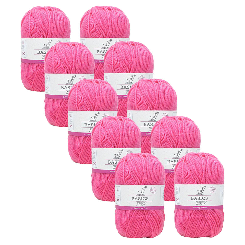 10x Malli Super Blend Basic 100g Acrylic/Poly Yarn Knitting Bubblegum Pink