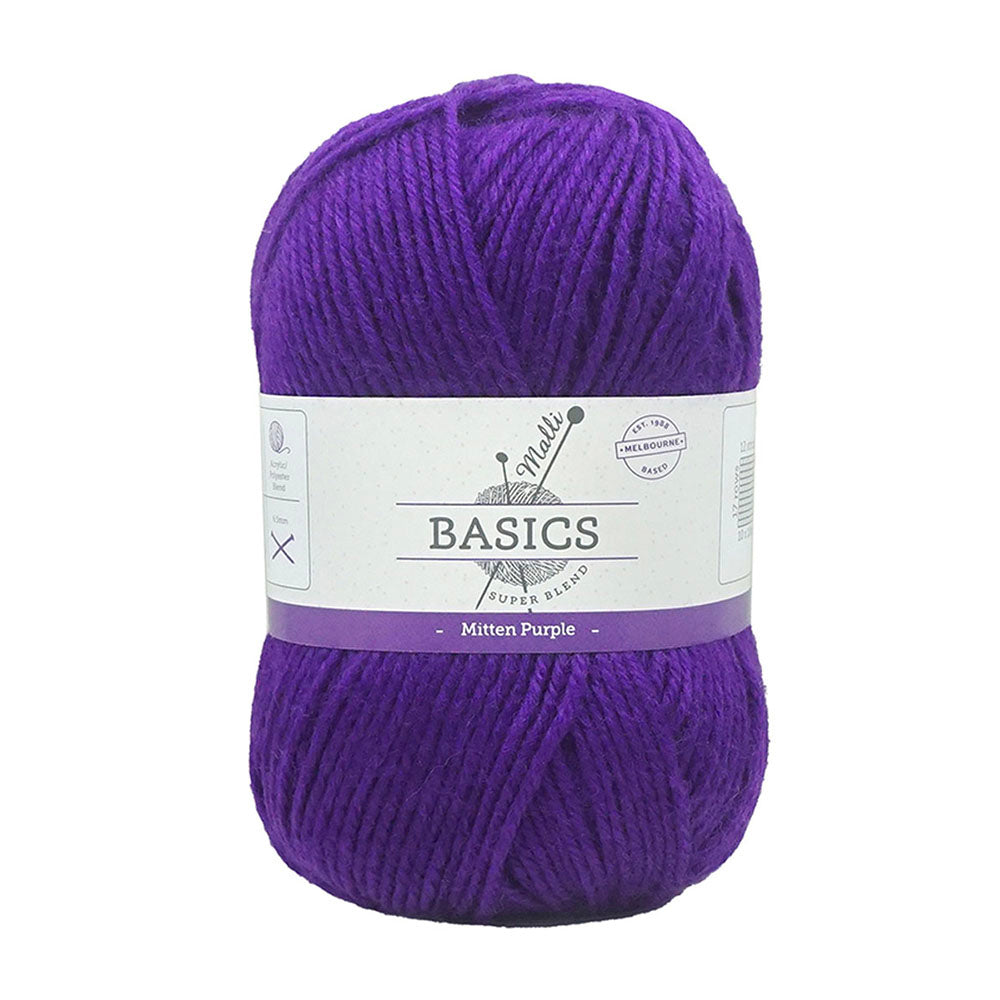 10x Malli Blend Basic Multi Colour 100g Acrylic/Poly Yarn Mitten Purple