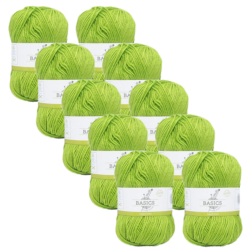 10x Malli Blend Basic 100g Acrylic/Poly Yarn Knitting/Crochet Lizard Grn