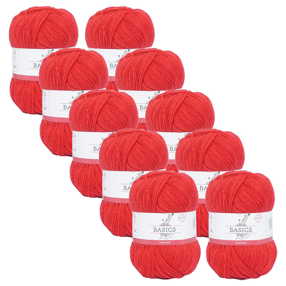 10x Malli Blend Basic 100g Acrylic/Poly Yarn Knitting/Crochet Footy Red