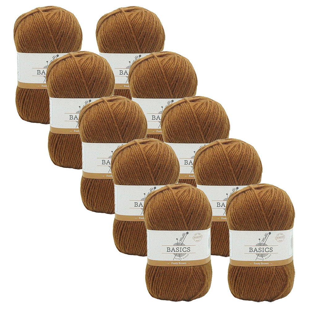 10x Malli Blend Basic 100g Acrylic/Poly Yarn Knitting/Crochet Footy Brown