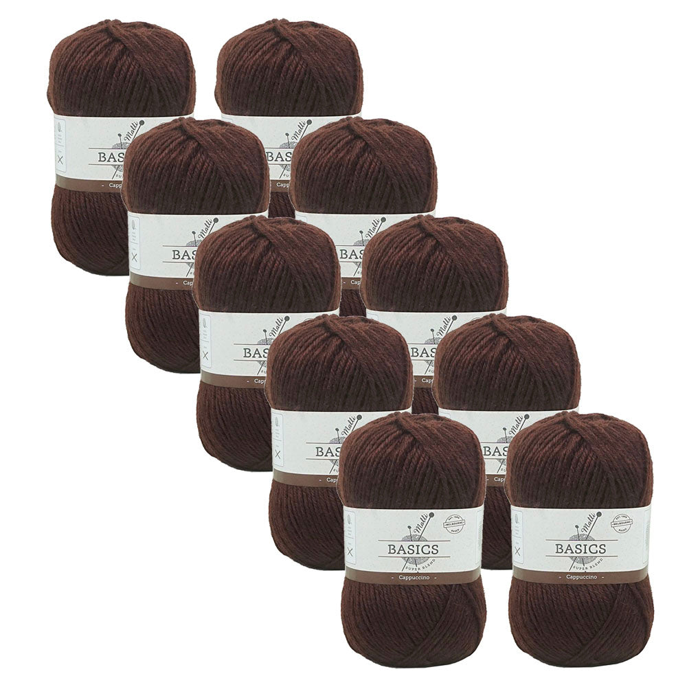 10x Malli Blend Basic 100g Acrylic/Poly Yarn Knitting/Crochet Cappuccino