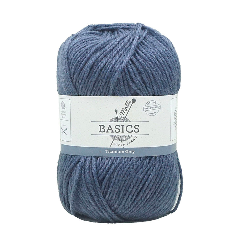 10x Malli Blend Basic 100g Acrylic/Poly Yarn Knitting Craft Titanium Grey