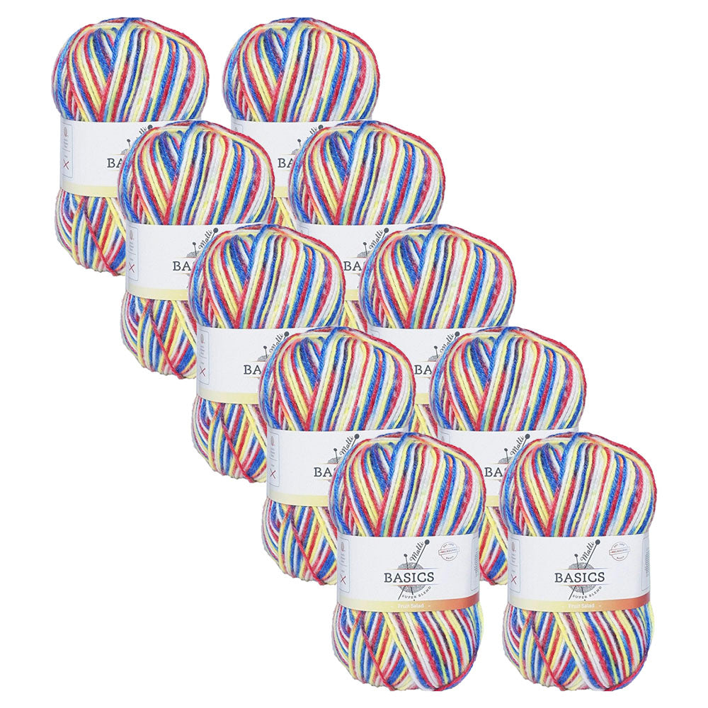 10x Malli Blend Basic Multi Colour 100g Acrylic/Poly Yarn Fruit Salad