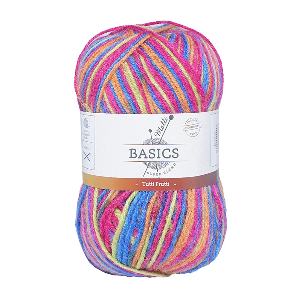 10x Malli Blend Basic Multi Colour 100g Acrylic/Poly Yarn Tutti Frutti