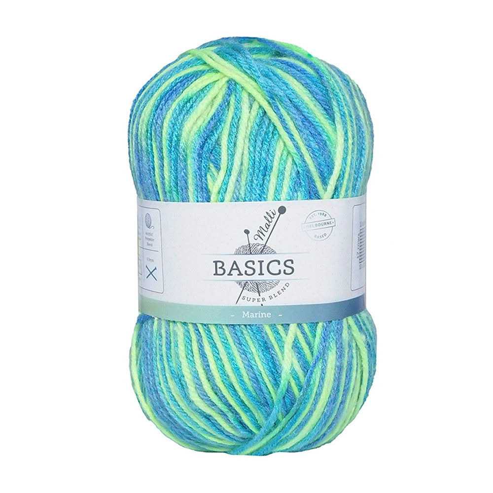 10x Malli Blend Basic Multi Colour 100g Acrylic/Poly Yarn Knitting Marine