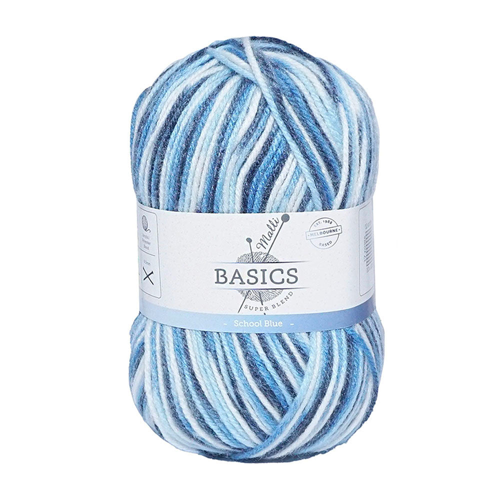 10x Malli Blend Basic Multi Colour 100g Acrylic/Poly Yarn School Blue