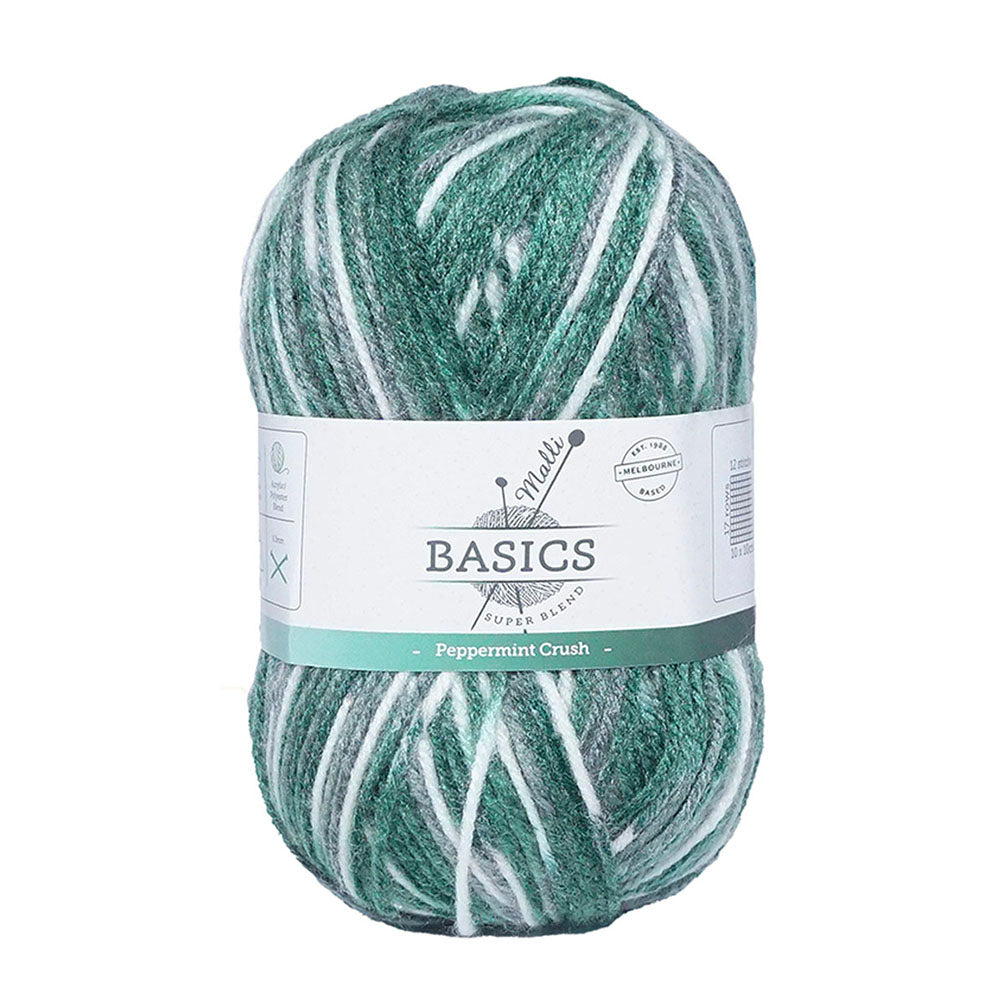 10x Malli Blend Basic Multi Colour 100g Acrylic/Poly Yarn Peppermint Crush