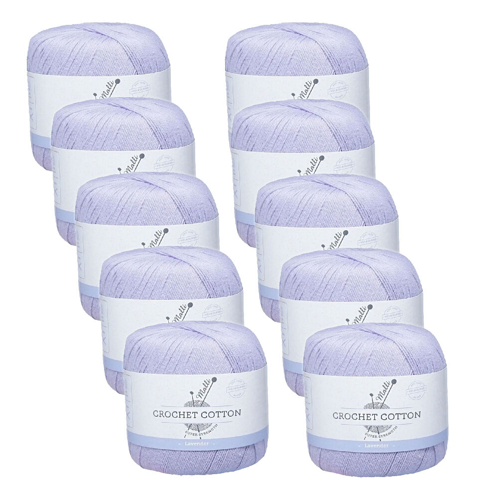 10PK Malli Super Strength 100% Cotton Crochet Knitting Yarn 3ply 50g Lavender