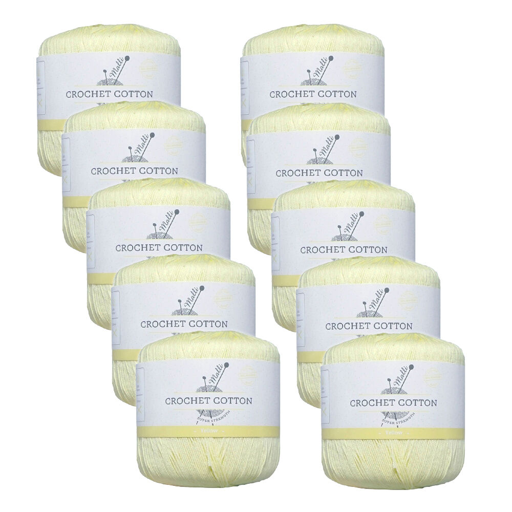 10PK Malli Super Strength 100% Cotton Crochet Knitting Yarn 3ply 50g Yellow