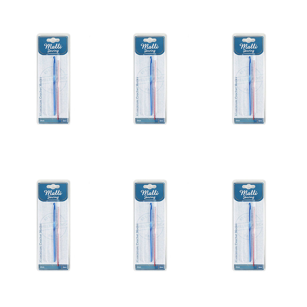 6x 2pc Malli Aluminium Crochet Hook Set Yarn Crafting/Knitting Tools