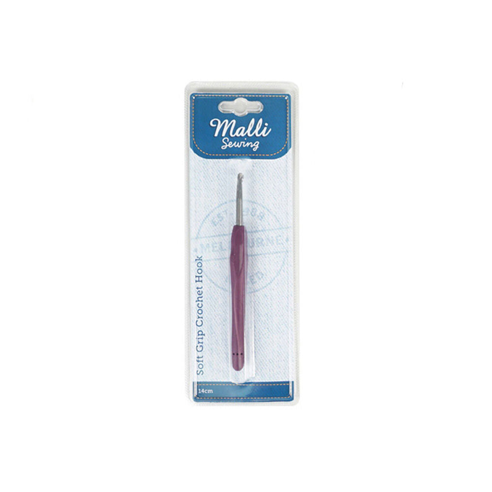 6PK Malli Metal/Plastic Soft Grip Crochet Hook Yarn Crafting Tools 140mm