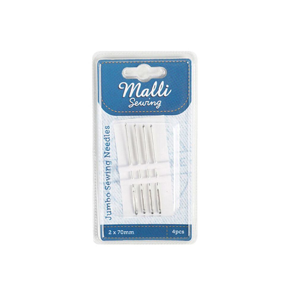 6x 4pc Malli Sewing Easy Thread Metal Jumbo Sewing Needles 2x70mm - Silver