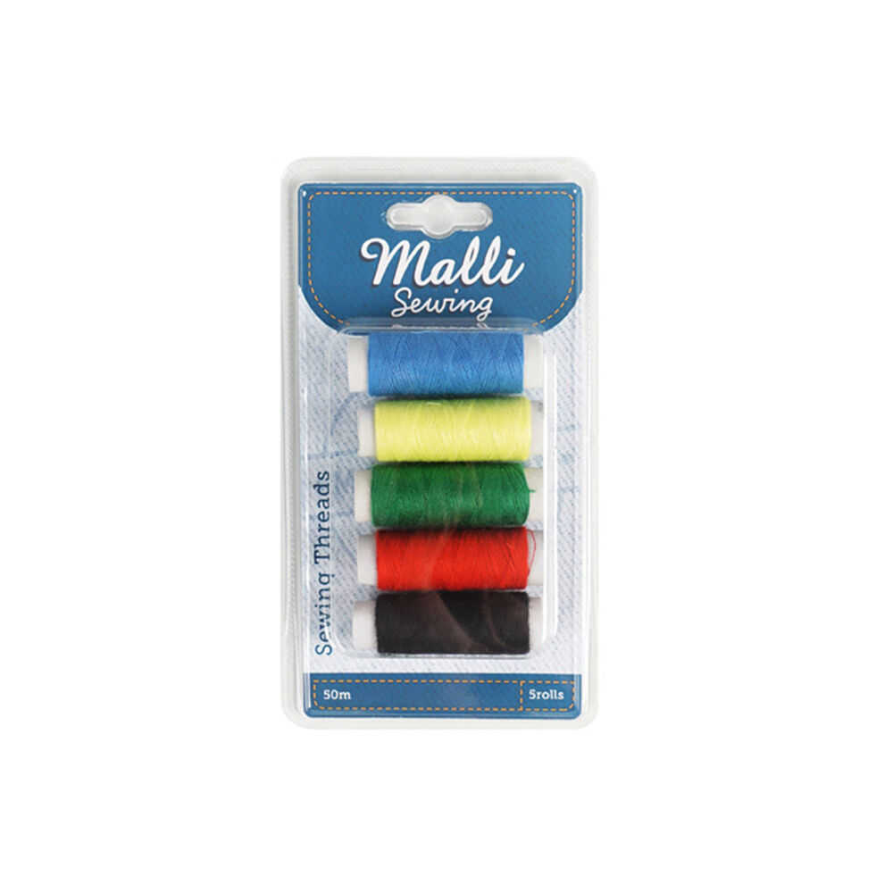 6PK 5pk Malli Sewing Coloured Sewing Thread 50M - Assorted