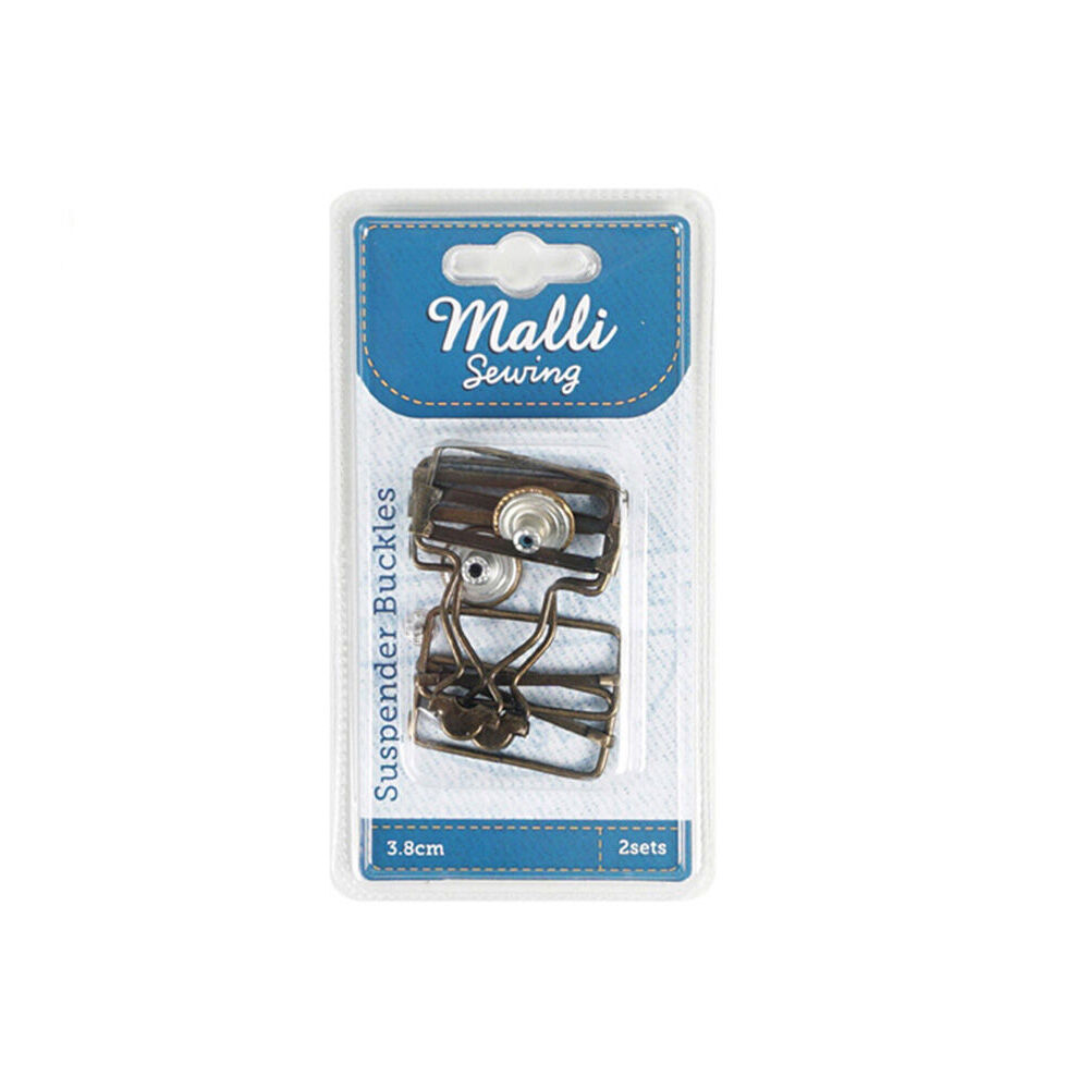 6x 2pc Malli Sewing Metal Suspender Buckles 3.8cm - Assorted