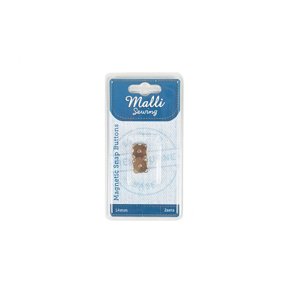 12PK Malli Sewing Sew On Magnetic Metal Snap Buttons 14mm - Assorted