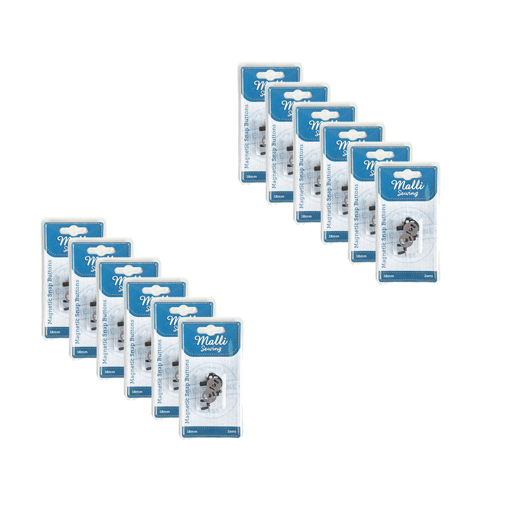 12PK Malli Sewing No Sew Magnetic Metal Snap Buttons 18mm - Assorted