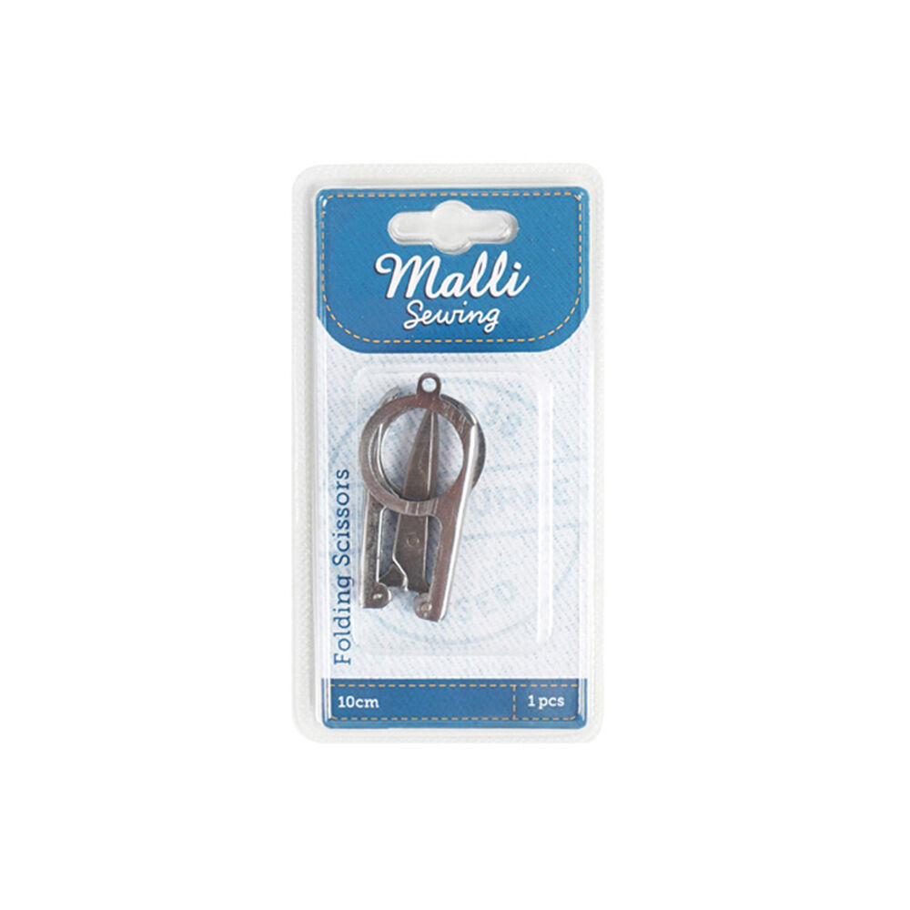 12PK Malli Sewing Metal Folding Sewing Scissors 10cm Silver - Assorted