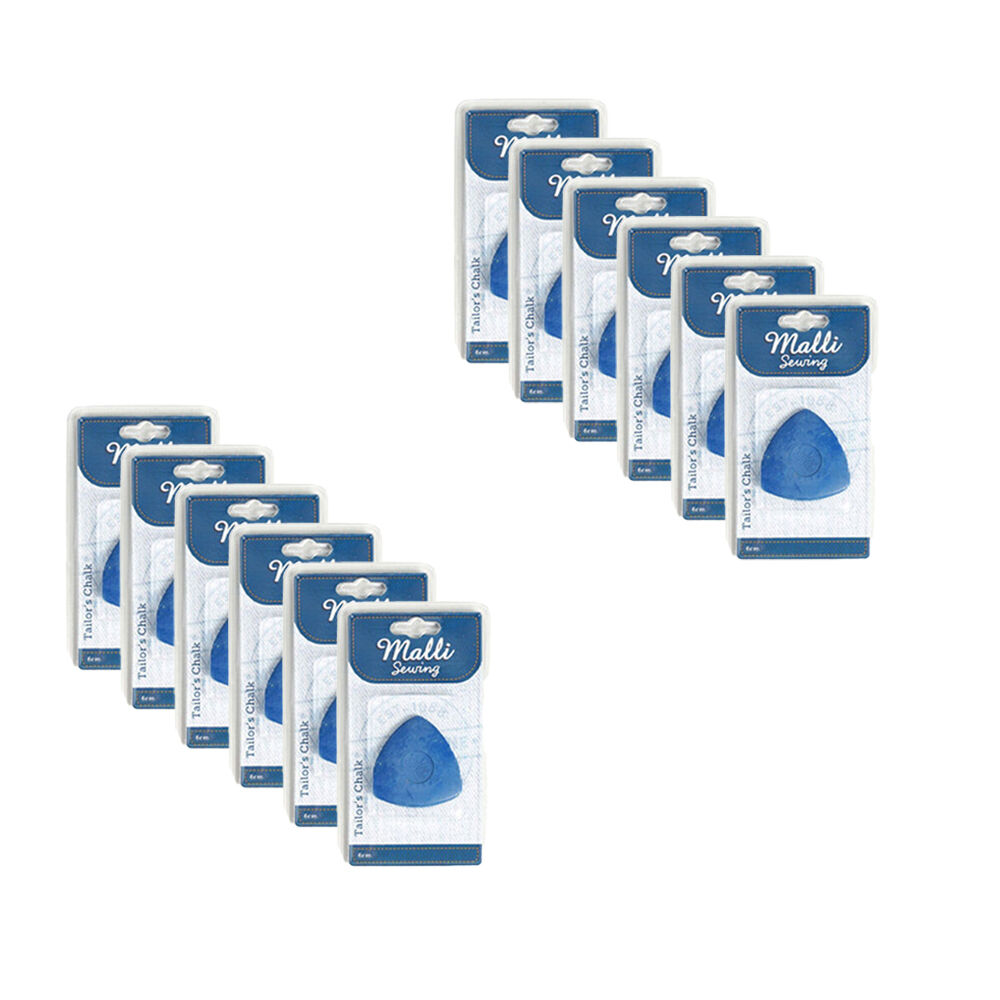 12PK Malli Tailors Chalk Fabric Marking Tool 6cm - Assorted