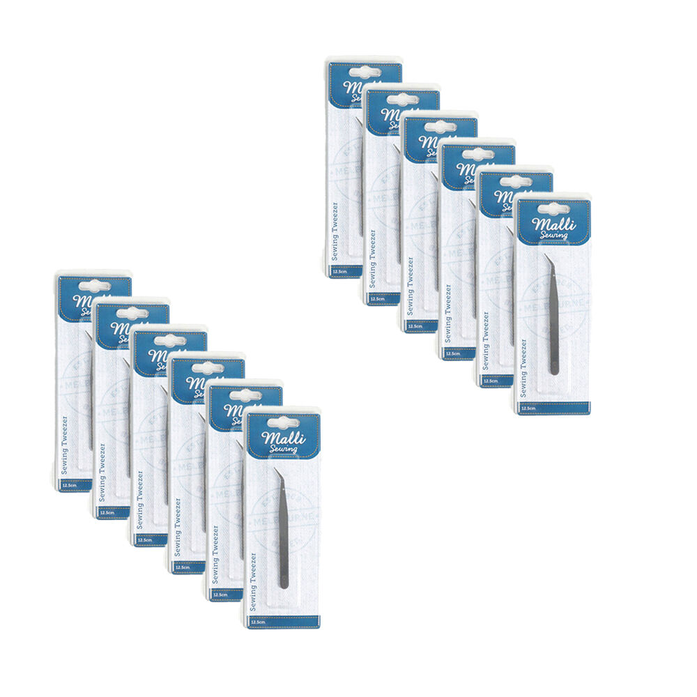 12PK Malli Sewing Metal Sewing Tweezer 12.5cm Silver - Assorted