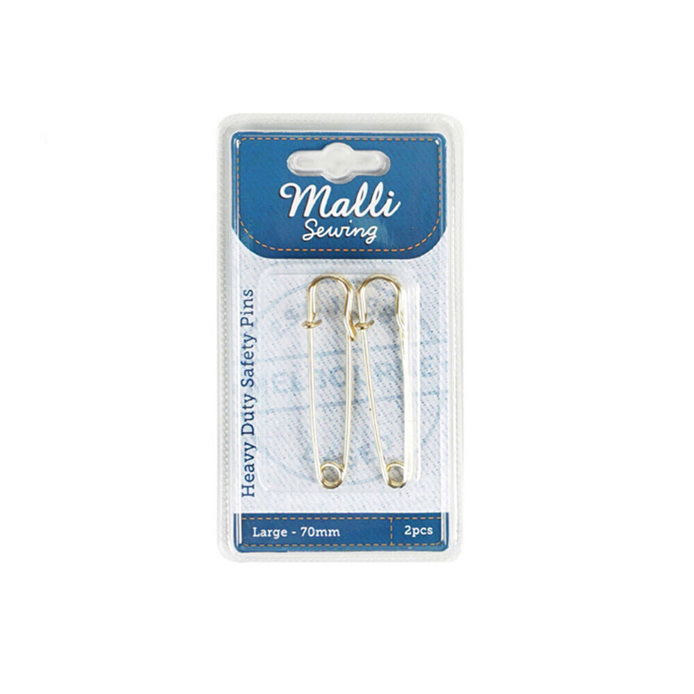 6x 2pc Malli Sewing Heavy Duty Metal Safety Pins Large 70mm - Assorted