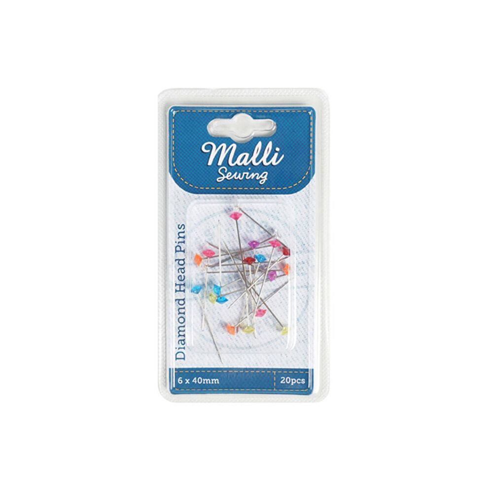 12x 20pc Malli Sewing Metal Diamond Head Sewing Pins 6x40mm