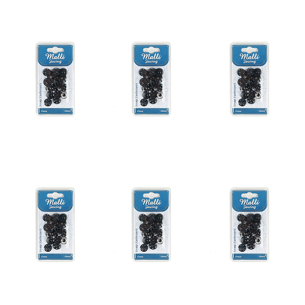 6PK Malli Sewing 10-Sets Iron Snap Fasteners 17mm - Assorted