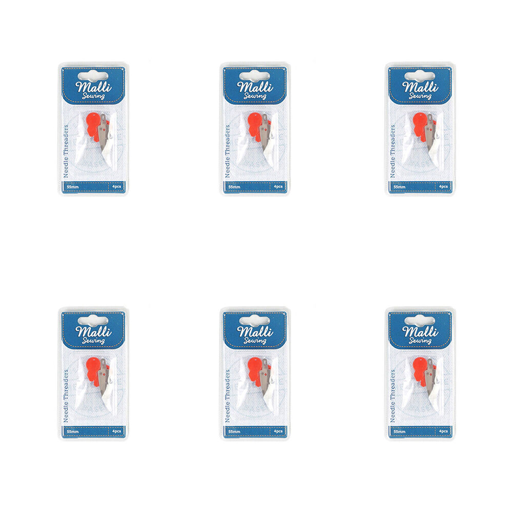 6x 4pc Malli Sewing Metal Needle Threaders 55cm - Assorted