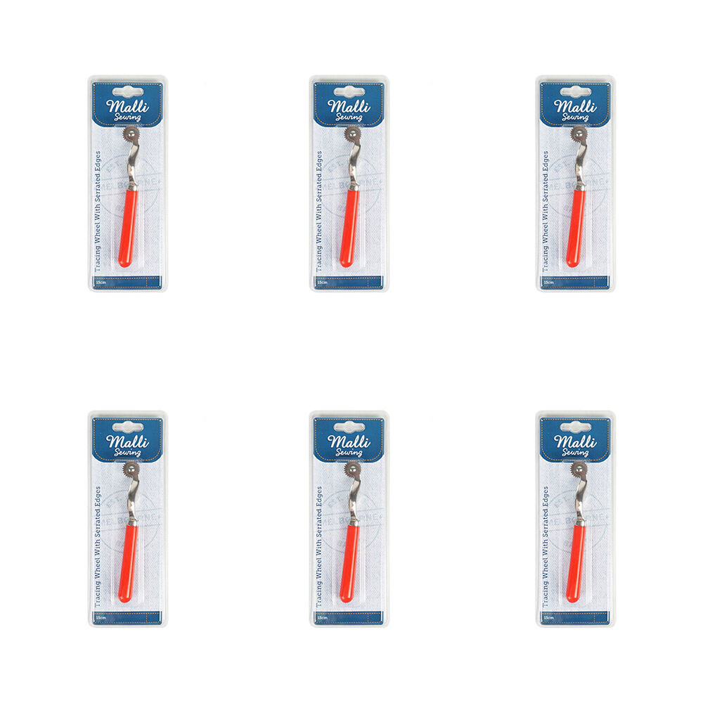 6PK Malli Sewing Metal Serrated Edge Tracing Wheel 15cm - Assorted