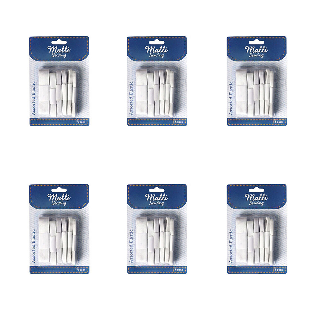 6x 6pc Malli Sewing Elastic Flexible Sewing Bands - Assorted Sizes