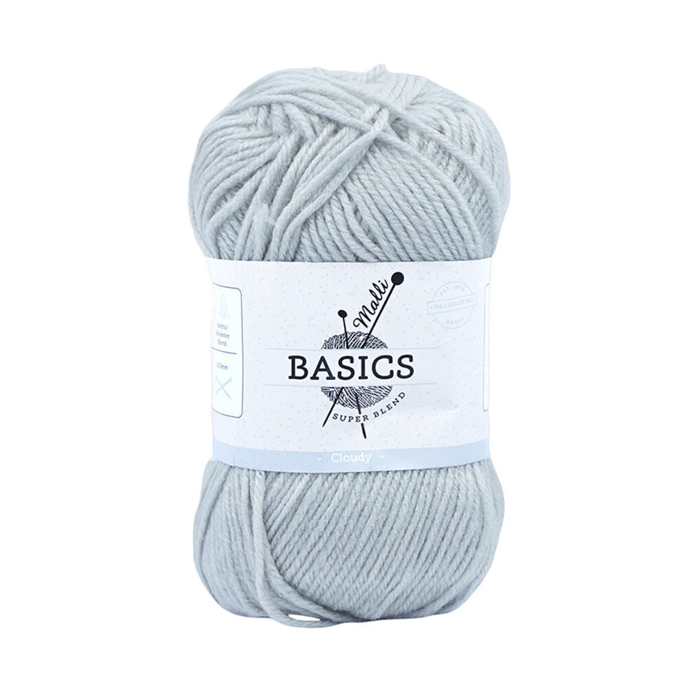 10PK Malli Super Blend Basic Crochet Knitting Yarn 8ply 100g 16x9cm Cloudy