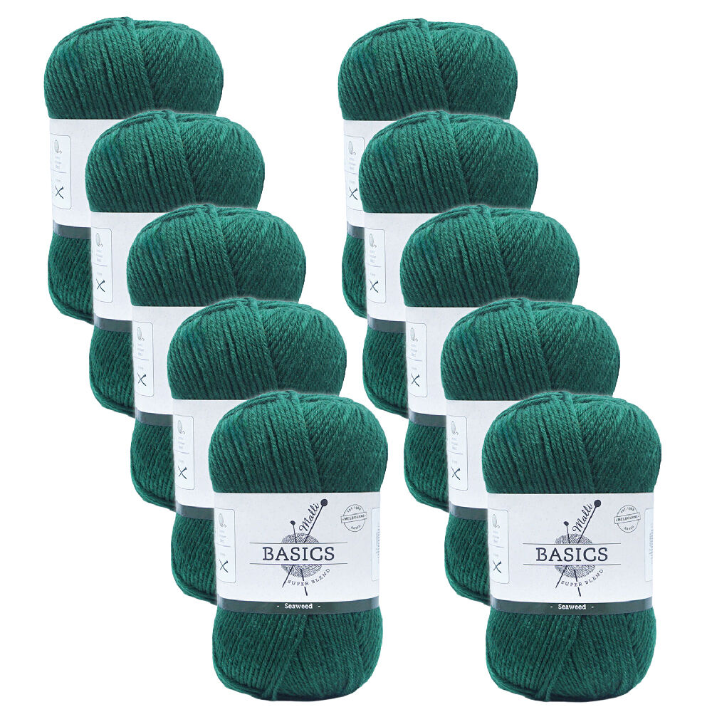 10PK Malli Super Blend Basic Crochet Knitting Yarn 8ply 100g 16x9cm Seaweed